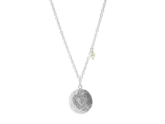 Gunmetal Sweet Hammered Heart Necklace Necklaces