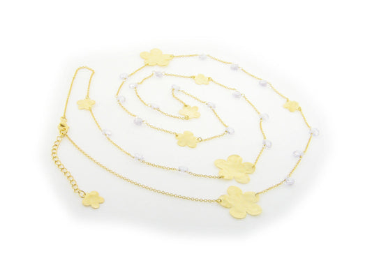 Hammered Sparkling Golden Flowers Necklace Necklaces