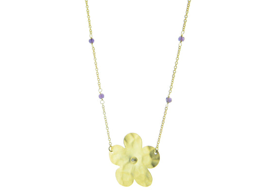 Hammered Flower & Amethyst Necklace Necklaces