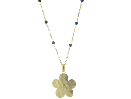 Hammered Flower & Black Onyx Bracelet Necklaces