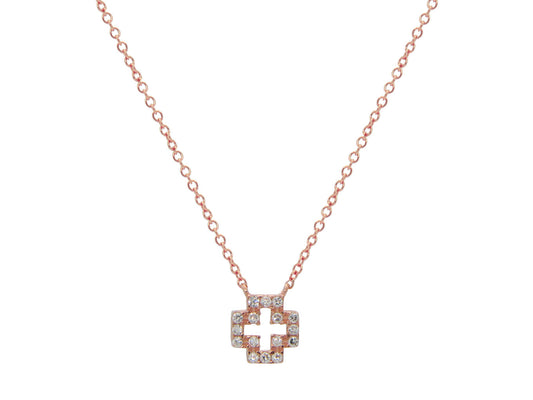 Sparkling Rose Mini Open Cross Necklace Necklaces