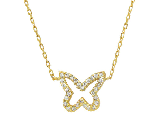 Golden Sparkling Open Butterfly Necklace Necklaces