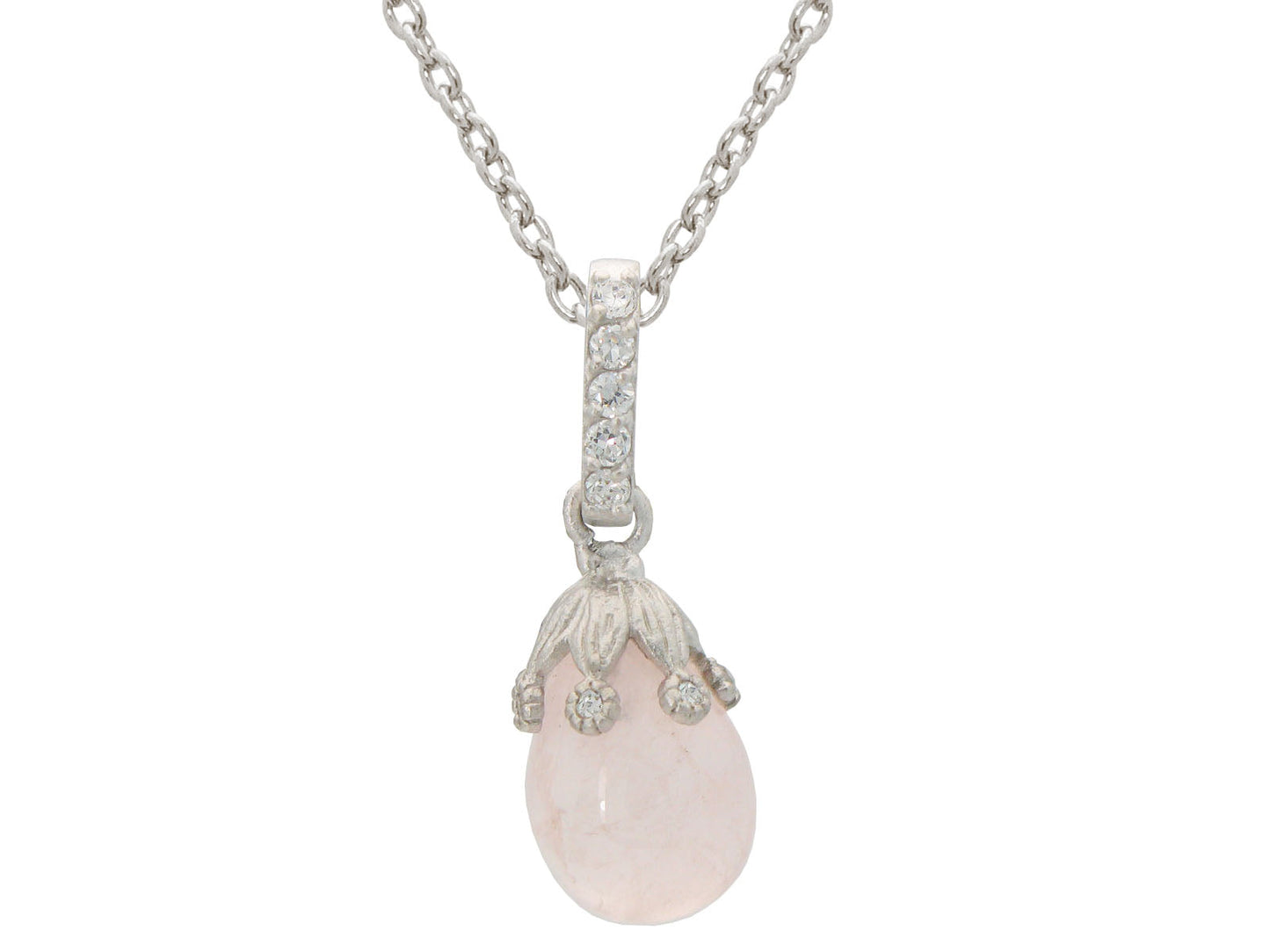 Rose Quartz Flower Bulb Necklace Necklaces