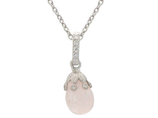 Rose Quartz Flower Bulb Necklace Necklaces