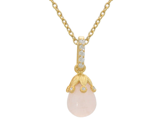 Golden Rose Quarz Flower Bulb Necklace Necklaces