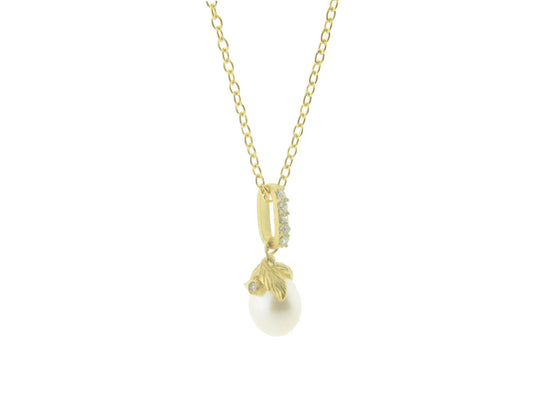 Golden Rice Pearl Flower Necklace Necklaces