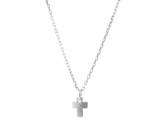 Mini Cross Necklace for Women | Satin Finish Sterling Silver, Length: 16-18" Necklaces