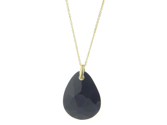 Statement Black Crystal Pendant Necklace (Golden) Necklaces