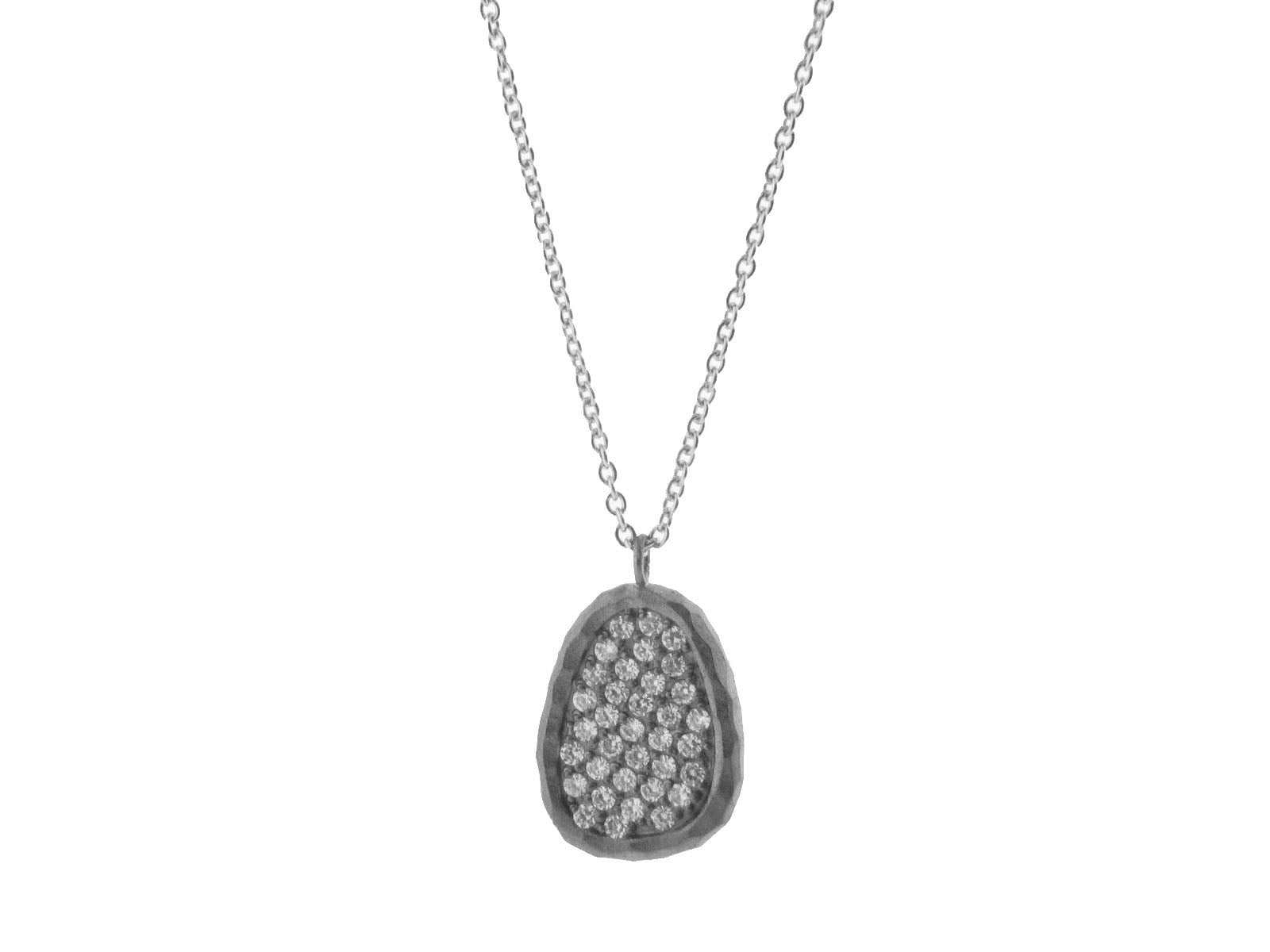 Gunmetal Freeformed Pave CZ Necklace Necklaces