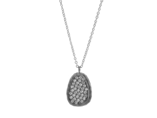 Gunmetal Freeformed Pave CZ Necklace Necklaces