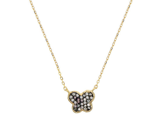 Sparkling Midnight Hammered Gold Butterfly Necklace Necklaces