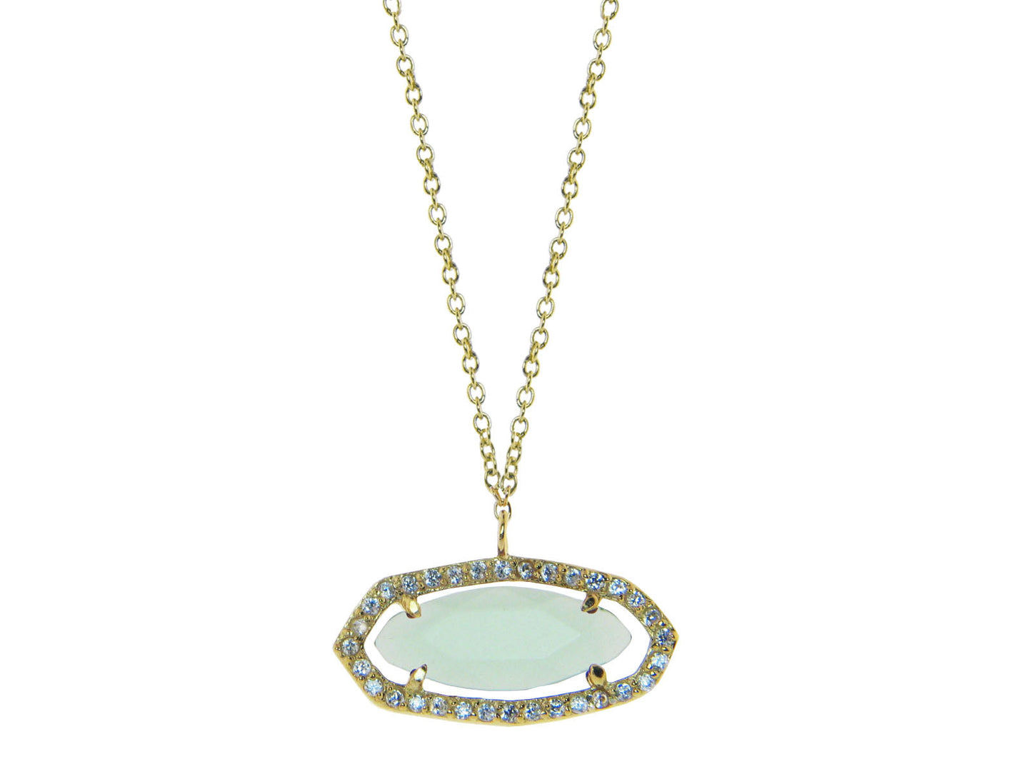 Freeformed Aqua CZ Slice Necklace Necklaces