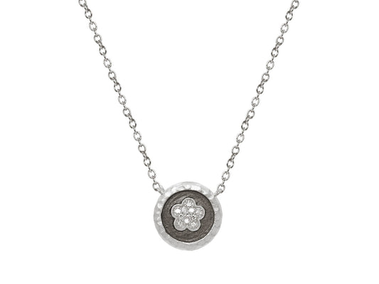 Sparkling Daisy Flower Silver Disc Necklace Necklaces