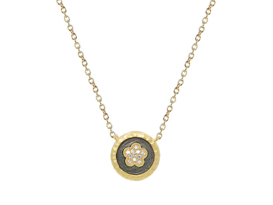 Sparkling Daisy Flower Vermeil Disc Necklace Necklaces
