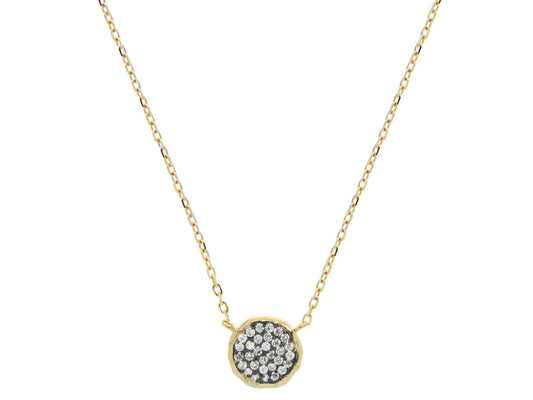 Hammered CZ Disc Necklace Necklaces