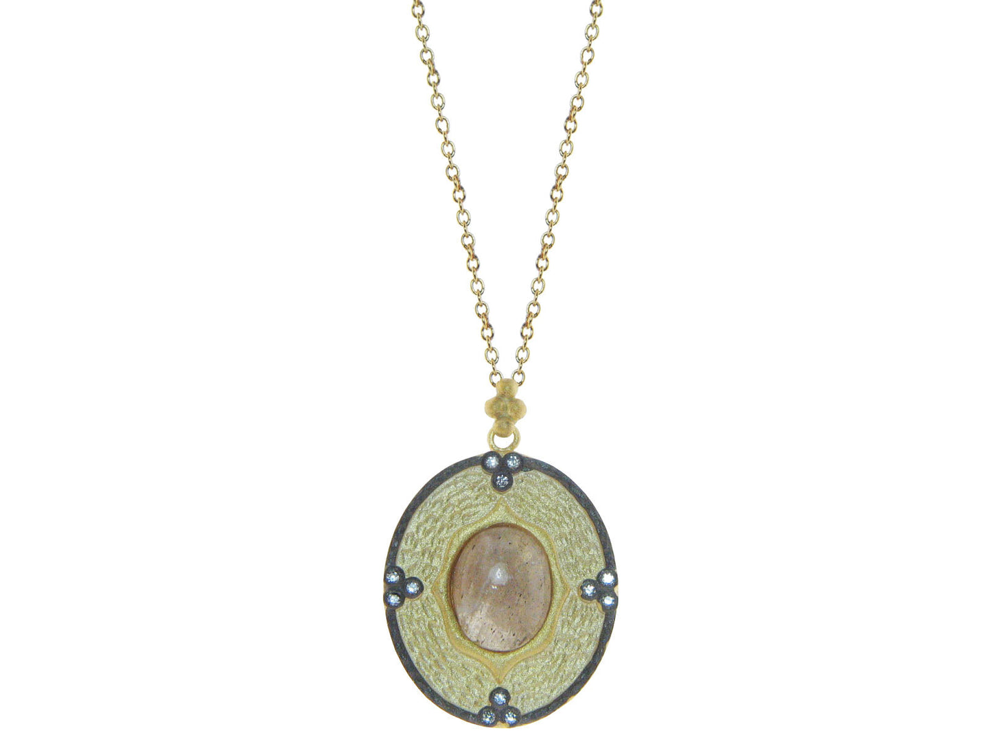 Athena Labradorite Oval Pendant Necklace in Gold Plated Sterling SIlver, 16"+2" Necklaces