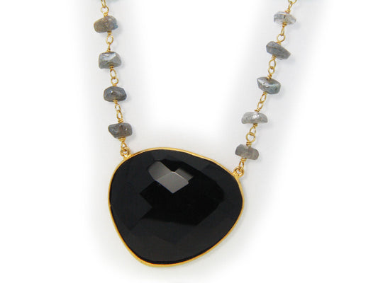 Black Onyx and Labradorite Necklace Necklaces