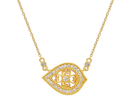 Golden Antique Sparkling Eye Pendant Necklace Necklaces