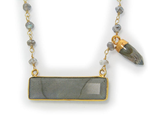 Labradorite Slice & Bullet Necklace Necklaces