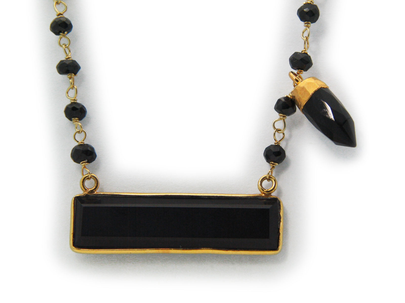 Black Onyx Slice & Bullet Necklace Necklaces