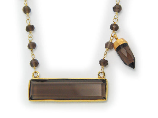 Smoky Topaz Slice & Bullet Necklace Necklaces