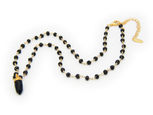 Natural Black Onyx Bullet Necklace Necklaces