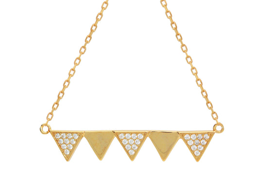 Five Triangle Rotating Cubic Zirconia Pendant Necklace in Vermeil, 16" + Extender Necklaces