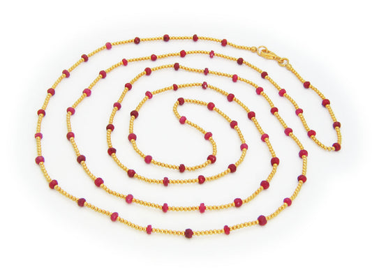 Vermeil Beads & Ruby Necklace Necklaces