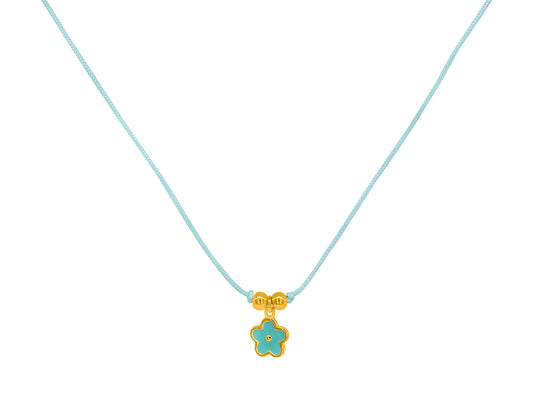 BecKids Bubble Green Enamel Daisy Flower Charm Cord Necklace Necklaces