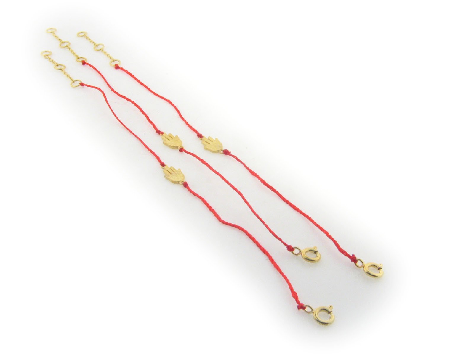 Fronay Co - Red Cord Hamsa Bracelet - Gold Plated Silver (Set of 3) Bracelets