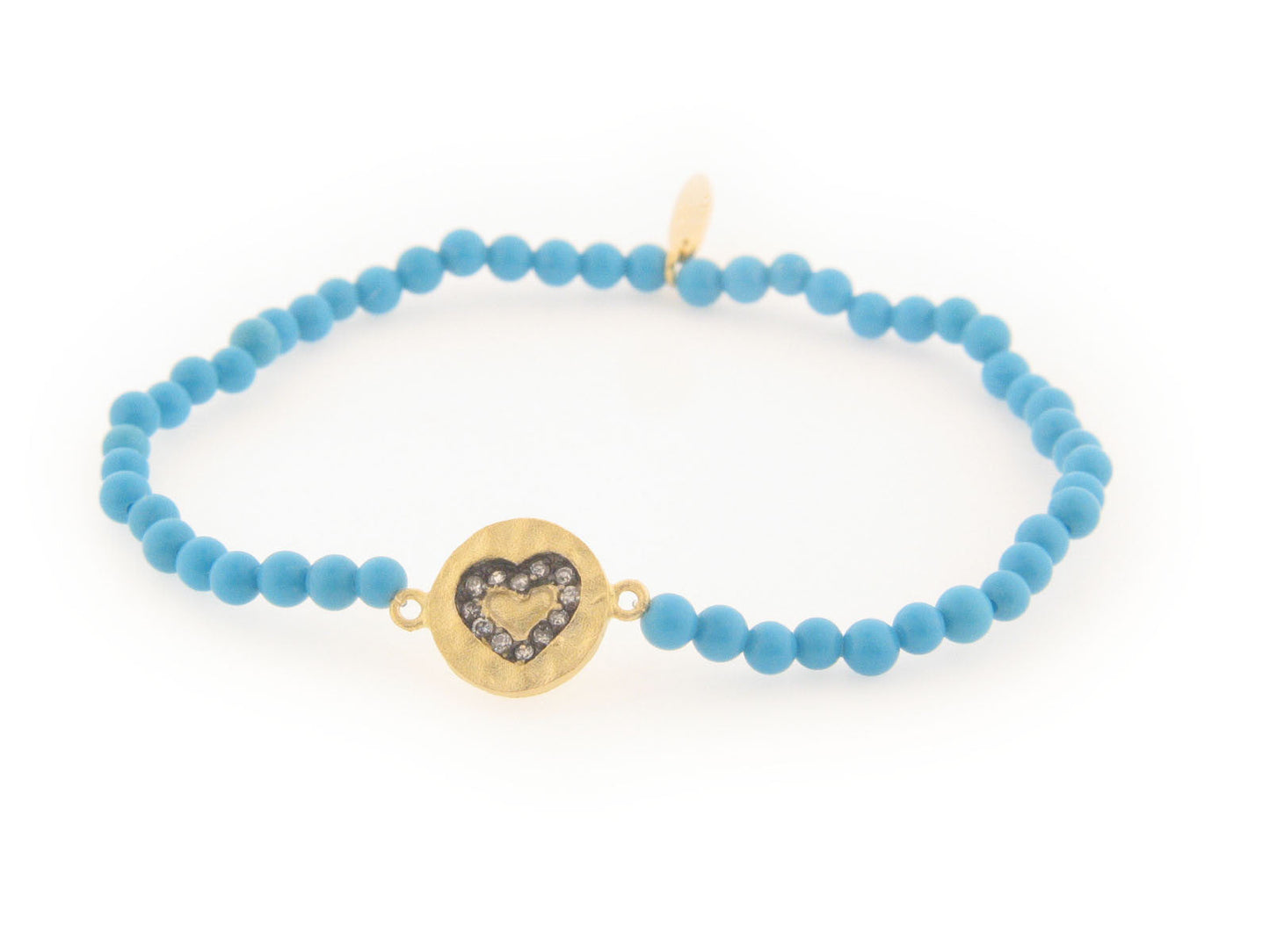 Hammered Heart Turquoise Bracelet (Elastic) Bracelets