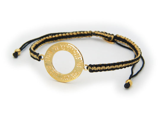 Golden SHEMA Adjustable Bracelet (Black and Metal Cord) Bracelets