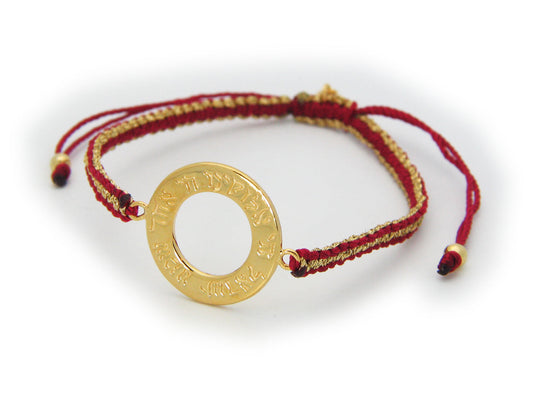 Golden SHEMA Adjustable Bracelet (Red & Metal Cord) Bracelets