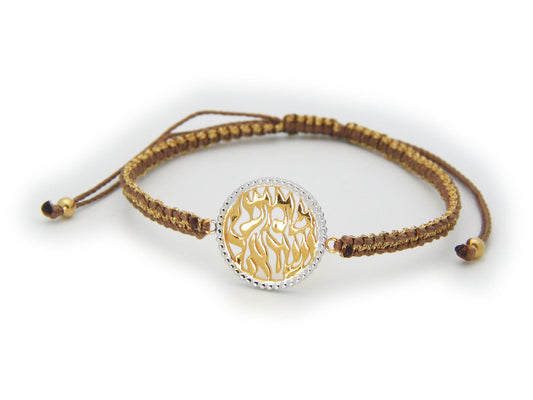 Shema Israel Disc Bracelet Brown & Gold Bracelets