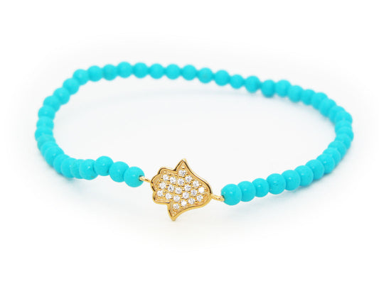 Turquoise Hamsa Bracelet (Gold) Bracelets