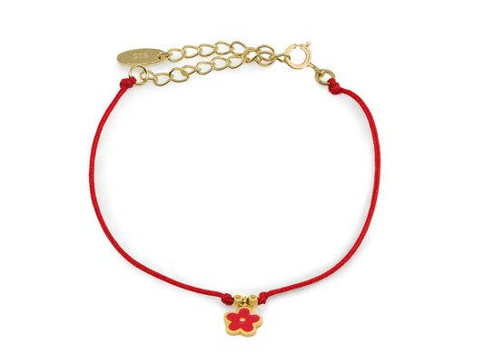 BecKids Luscious Rose Enamel Daisy Flower Charm Red Cord Bracelet Bracelets