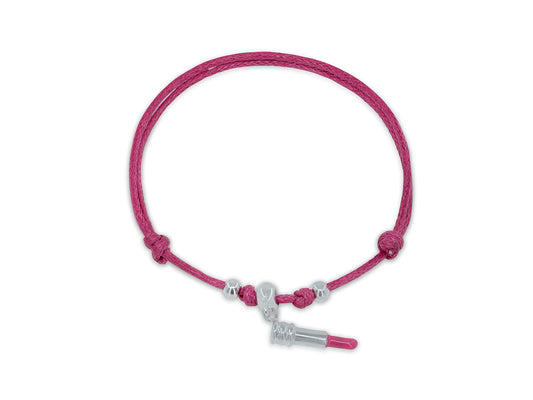 BecKids Lipstick Charm Pink Cord Bracelet Bracelets