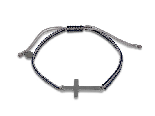 Silver Cross & Cord Bracelet Bracelets