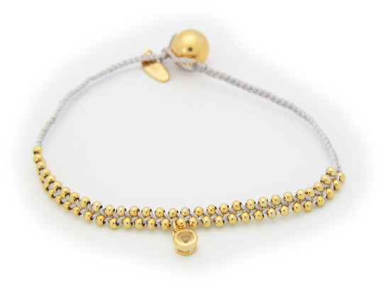 April Crystal (Cz) Ivory Cord Bracelet in Vermeil, 6" Bracelets