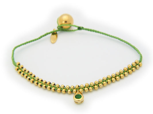 Agust Peridot (Cz) Green Cord Bracelet in Vermeil, 6" Bracelets