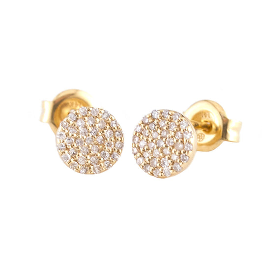 14k Yellow Gold Diamond Circle Stud Earrings EARRINGS