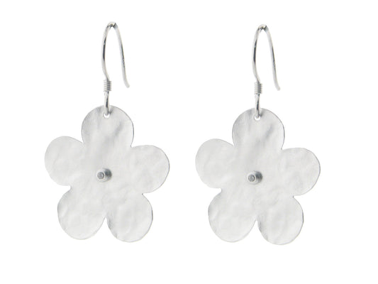 Hammered Flower Hook Earrings Earrings