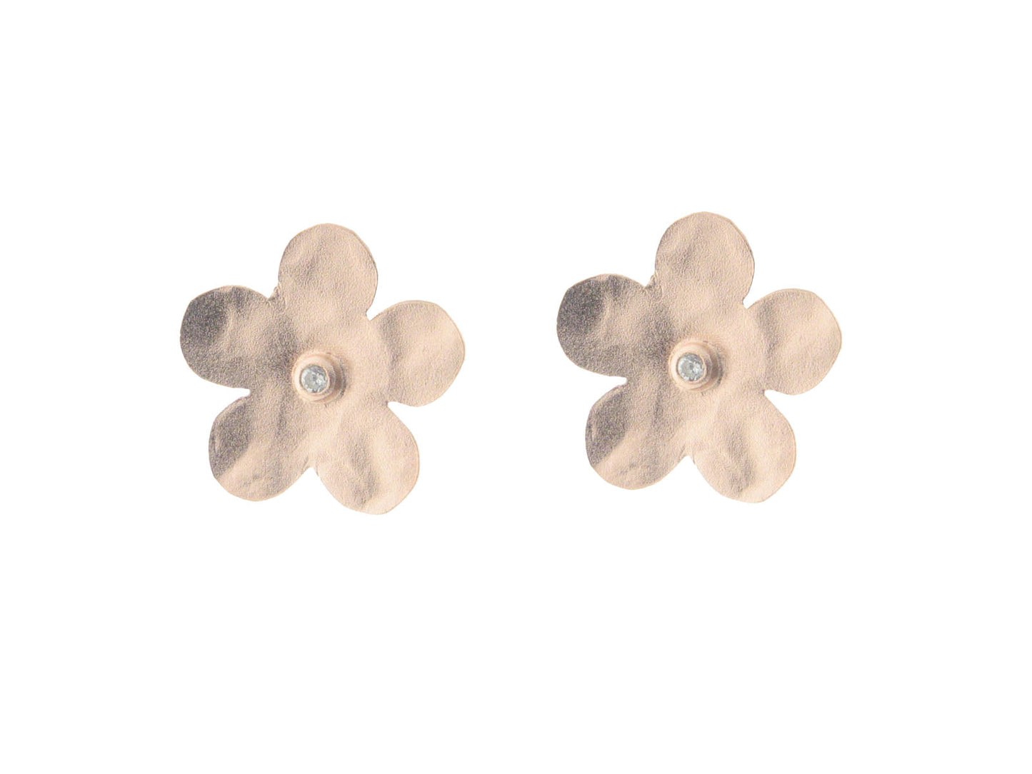 Hammered Rose Flower Stud Earrings Earrings