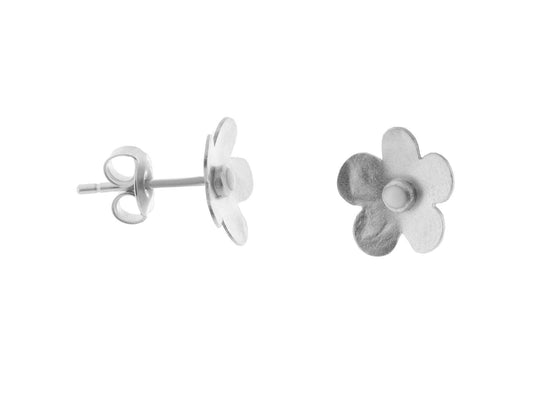 Hammered Silver Flower Stud Earrings Earrings