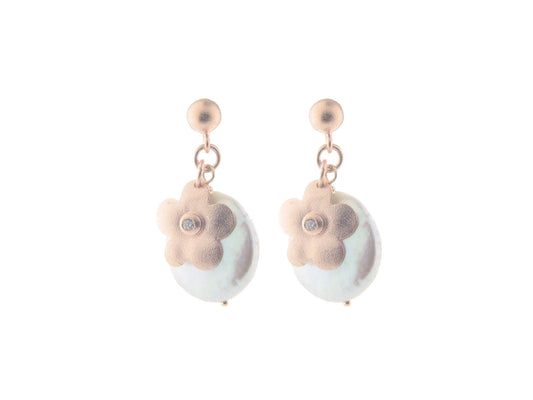 Coin Pearl Flower Earrings Earrings