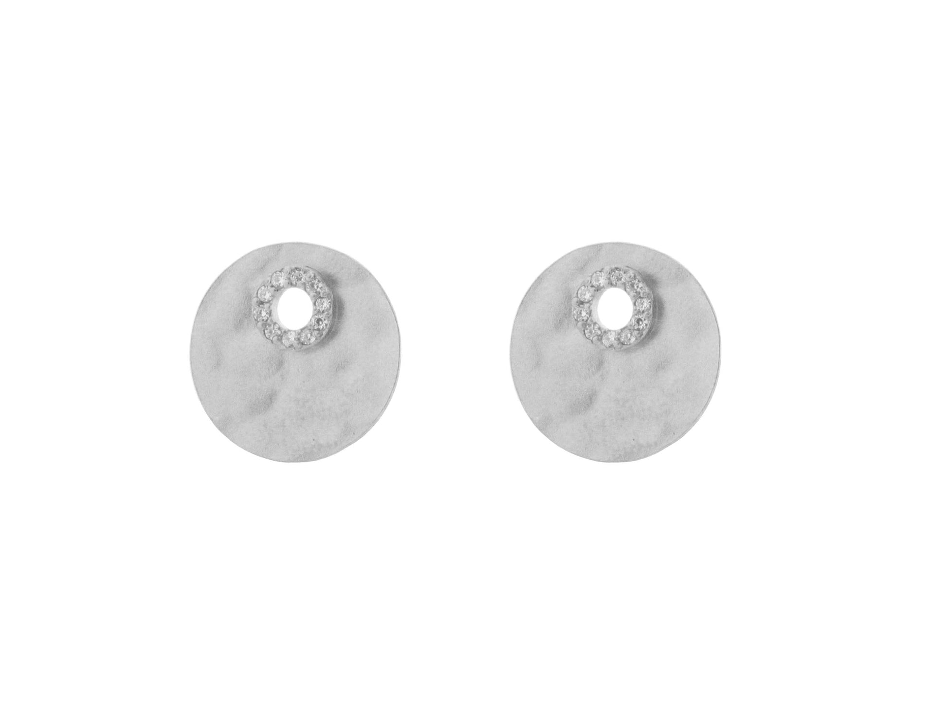 Hammered Sparkling Disc Stud Earrings Earrings