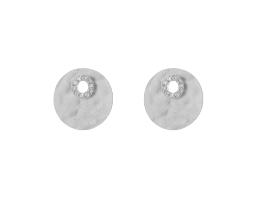 Hammered Sparkling Disc Stud Earrings Earrings