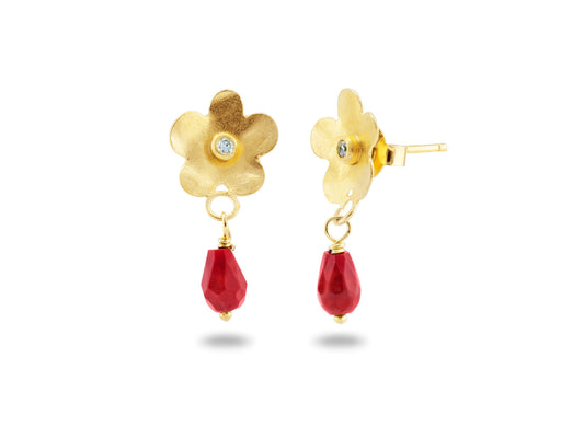 Hammered Coral Flower Earrings Earrings