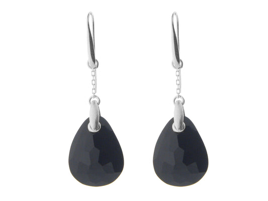 Black Crystal French Hook Earrings Earrings