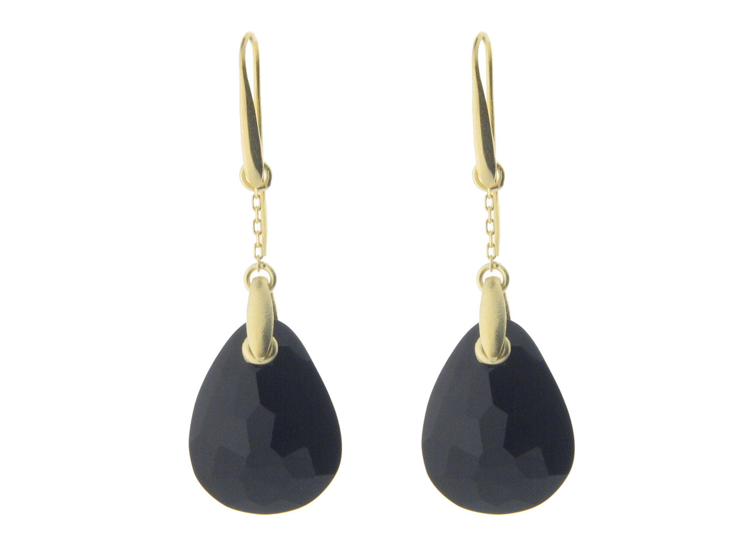 Black Crystal French Hook Earrings (Vermeil) Earrings